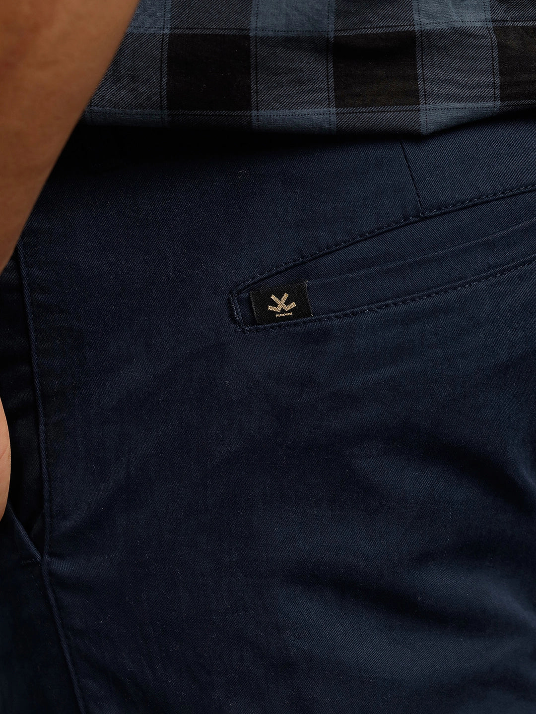 Cotton Blend Chino Trouser  | Navy Blue