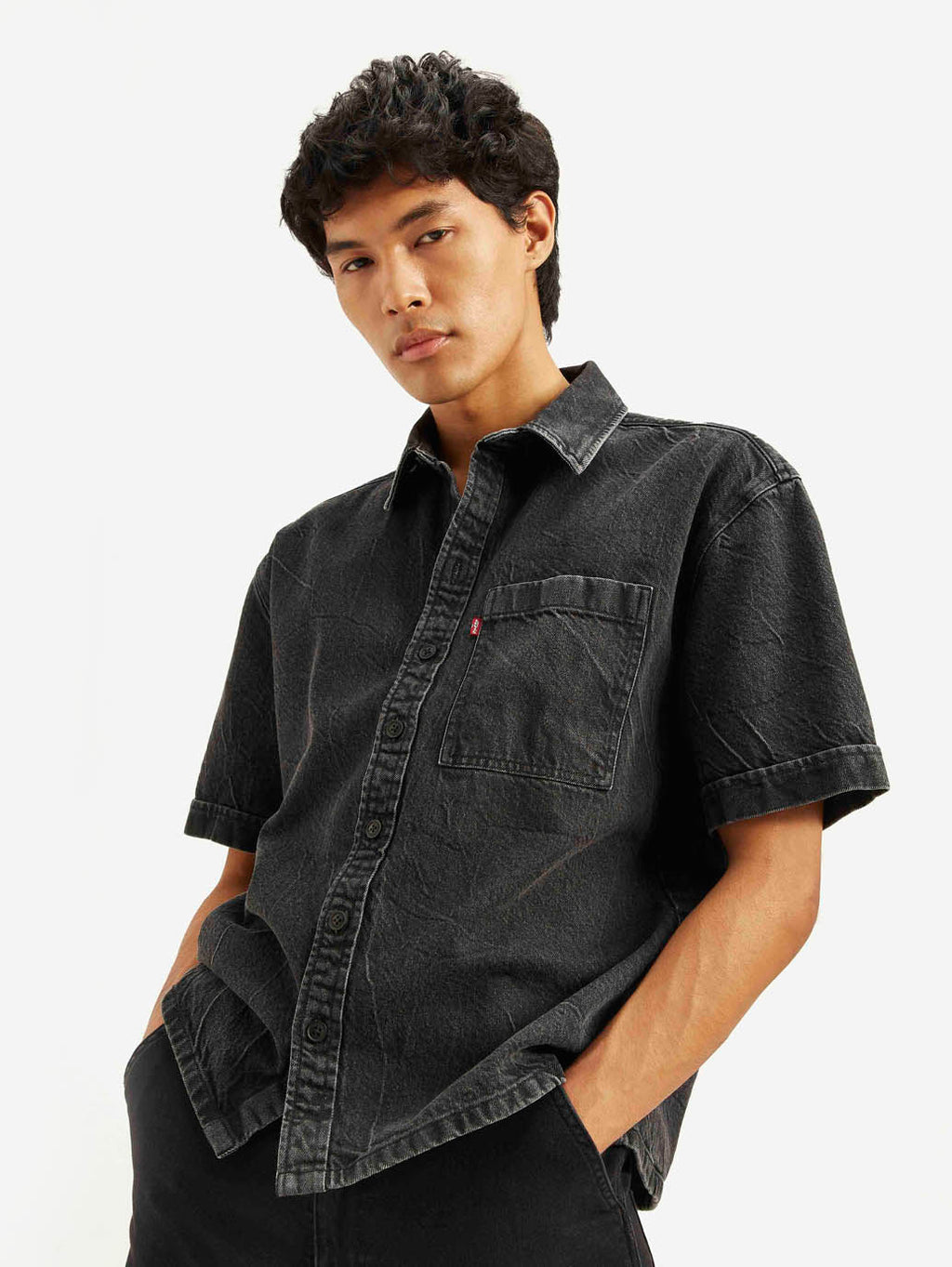 Men's Solid Relaxed Fit Denim Overshirt