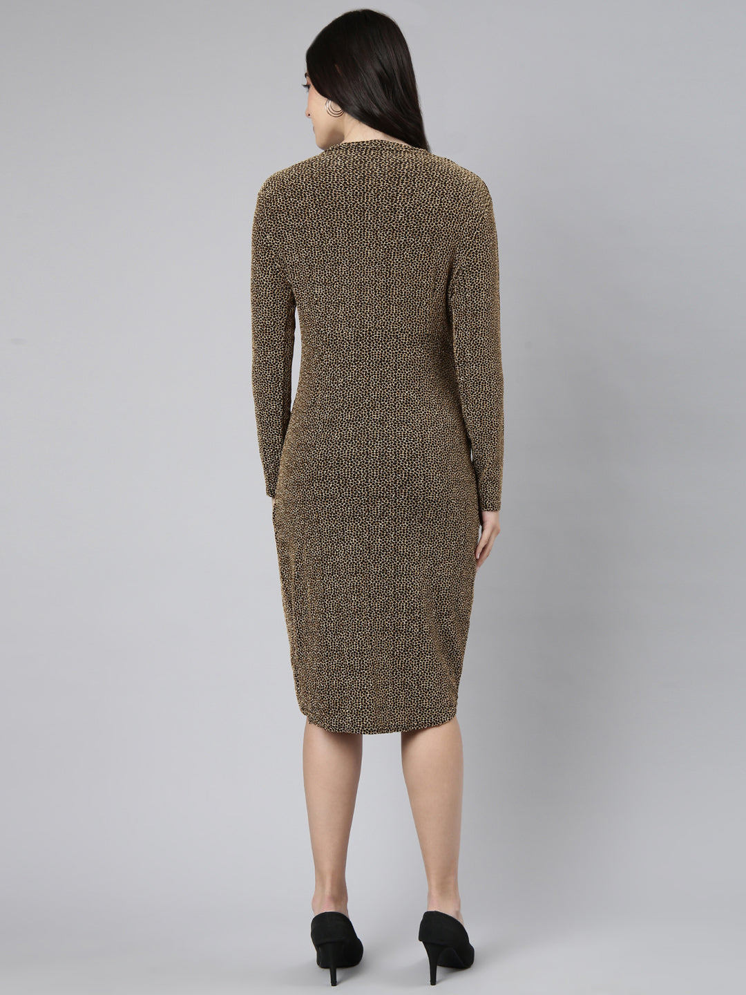 Women's Self Design Black Sheath Dress