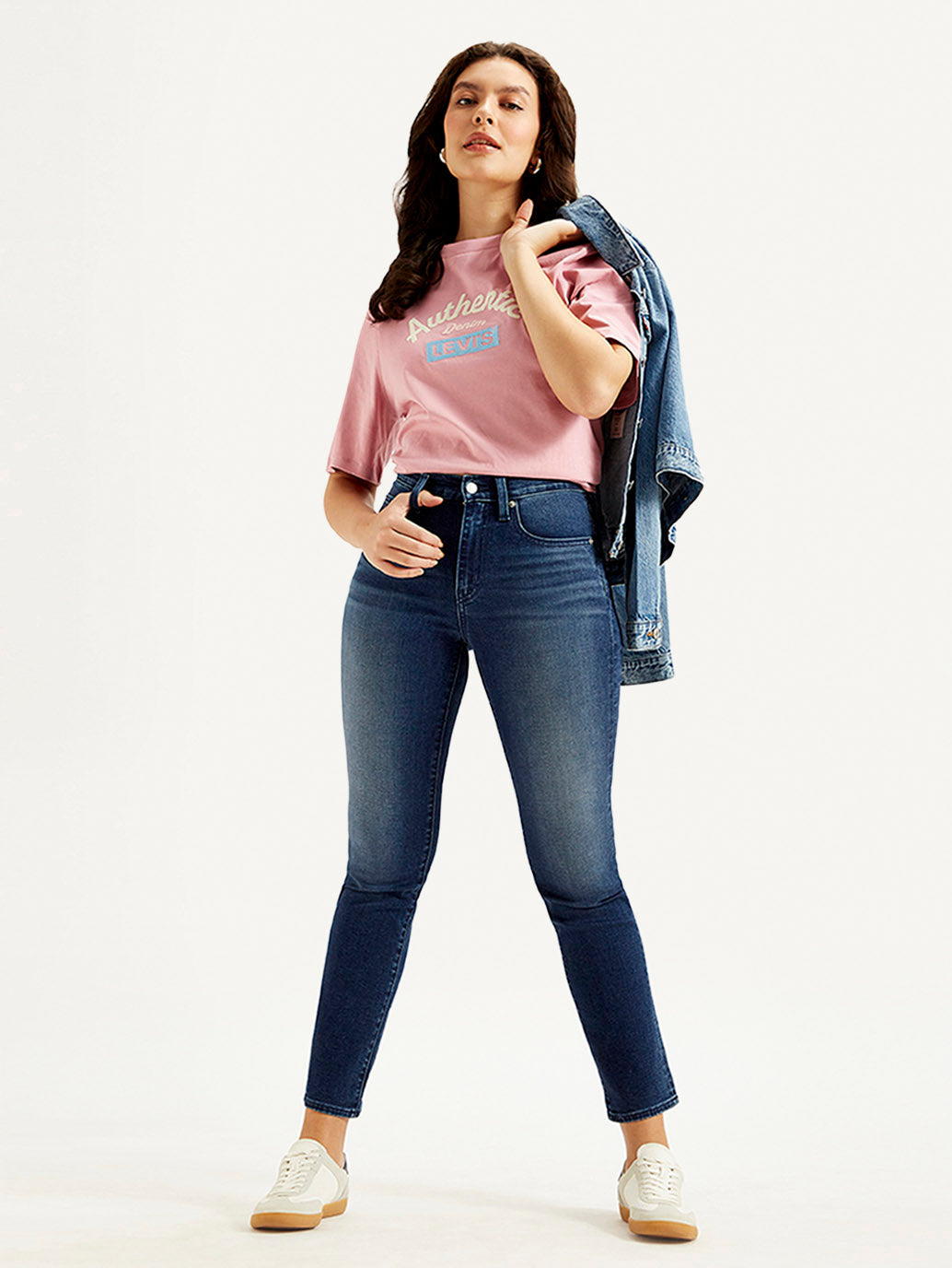 Women's 724 Blue Straight Fit High Rise Jeans