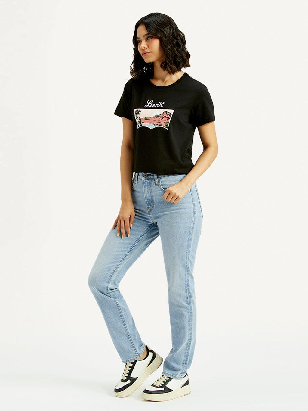 Women's 724 Light Blue Straight Fit High Rise Jeans