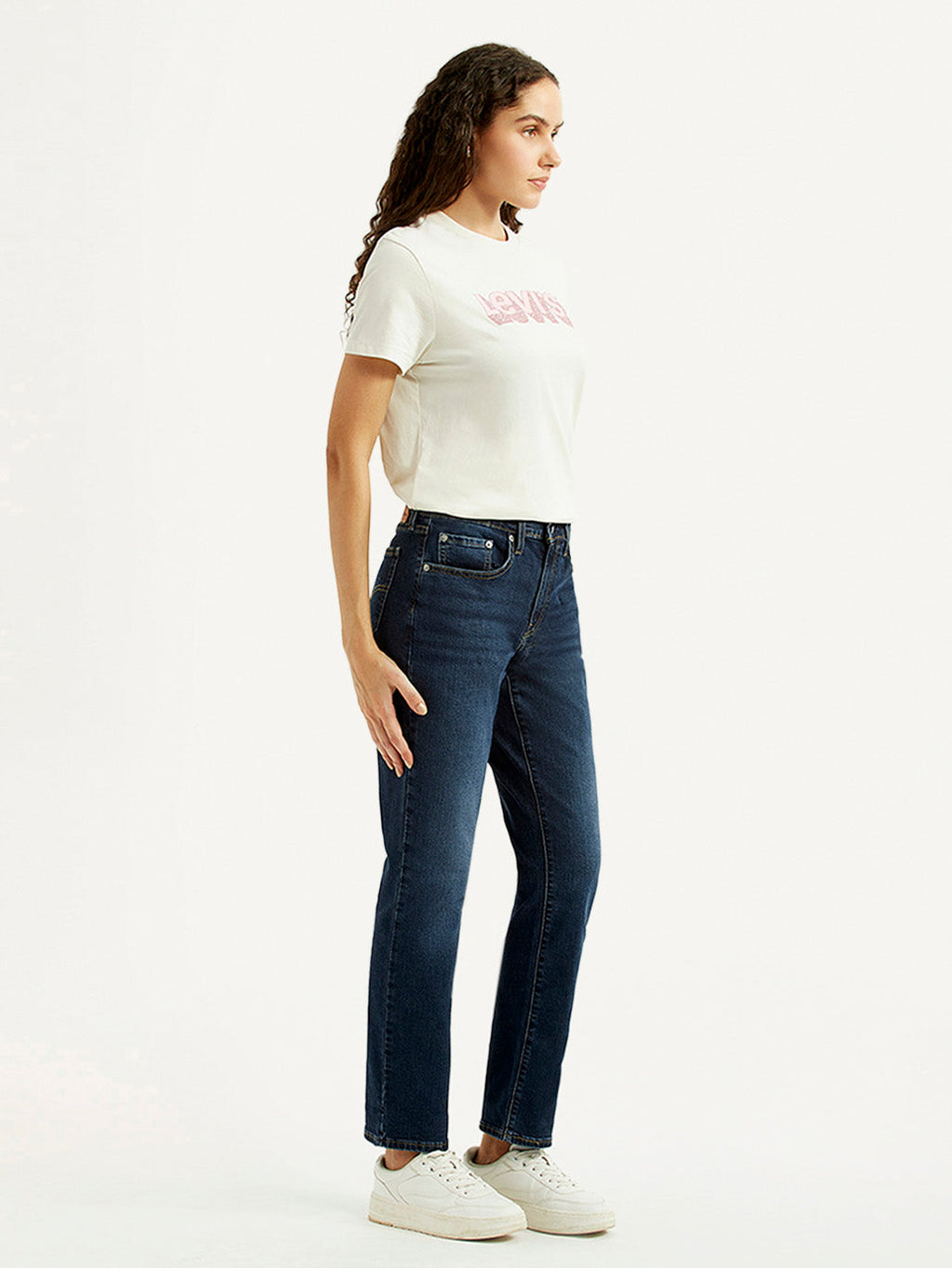 Women's 724 Navy Slim Straight Fit Mid Rise Jeans