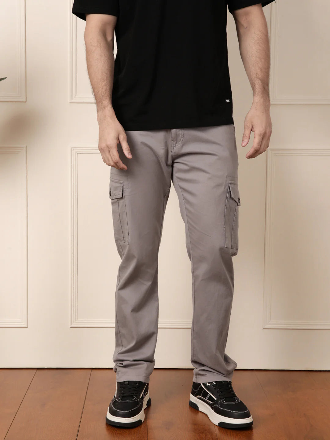 Peached Cotton Cargo Trouser | Grey