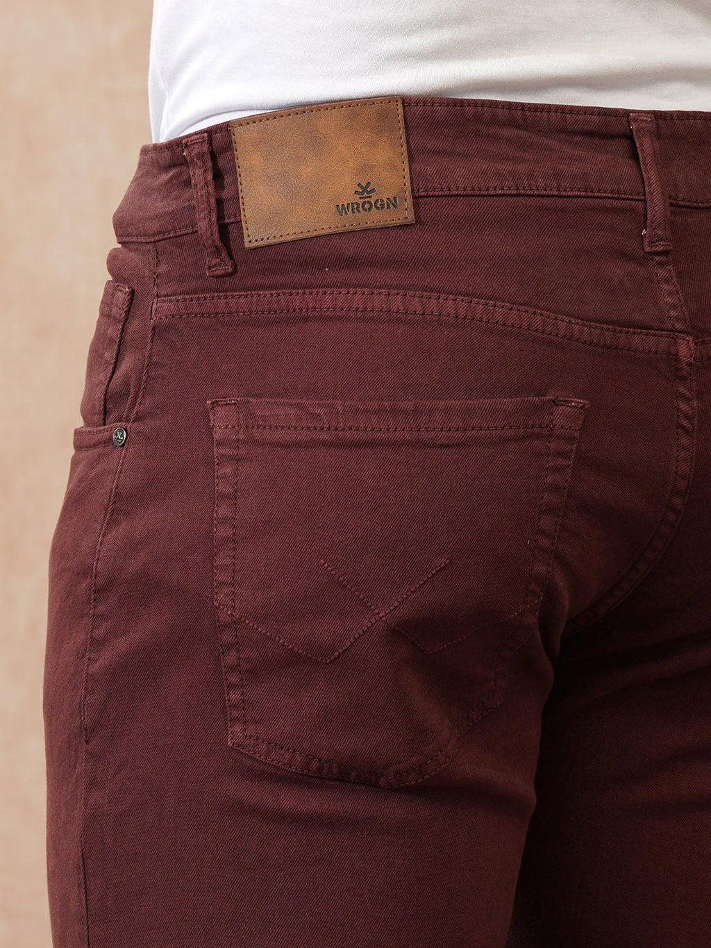 Casual Tapered Fit Jeans | Maroon