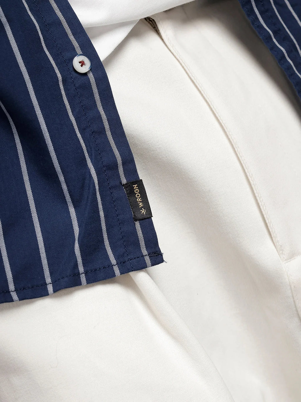 Herringbone Striped Slim Fit Shirt  | Navy Blue