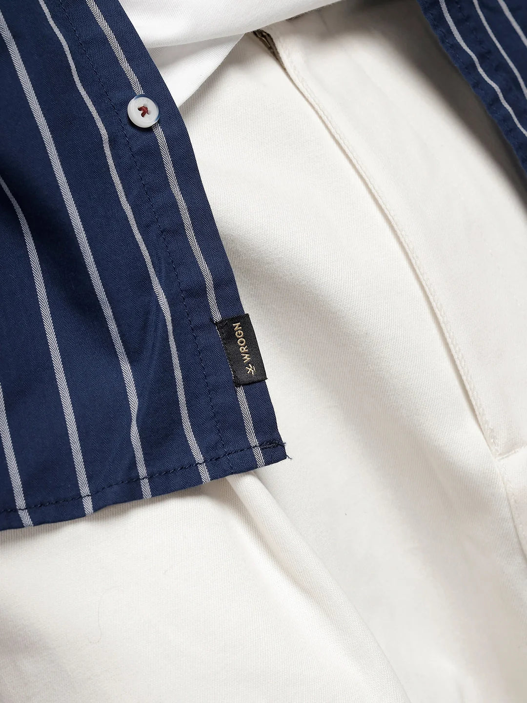 Herringbone Striped Slim Fit Shirt  | Navy Blue