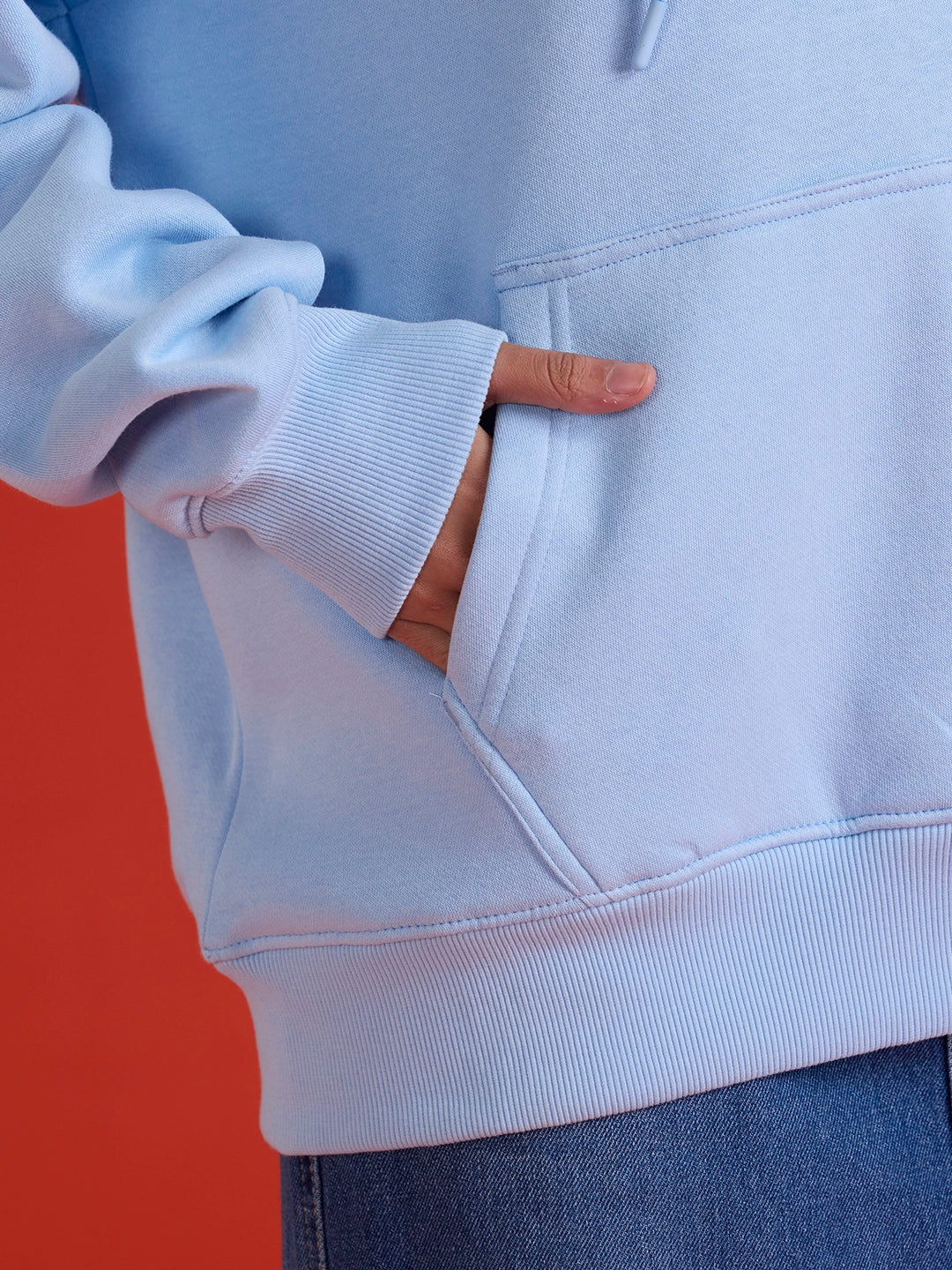 Men’s minimal powder blue hooded sweatshirt | Powder Blue