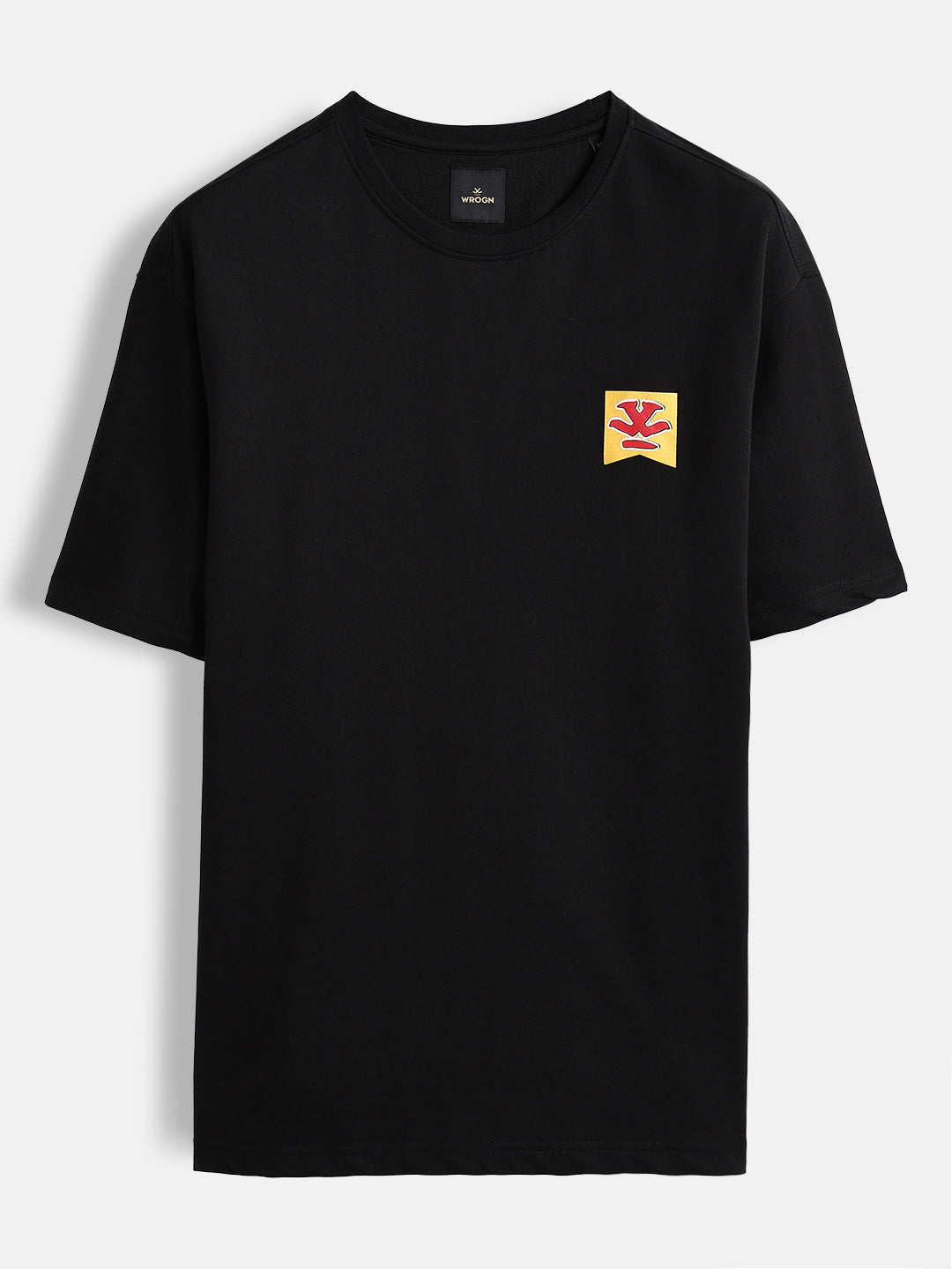 Minimal Chest Print Oversize Tshirt | Black