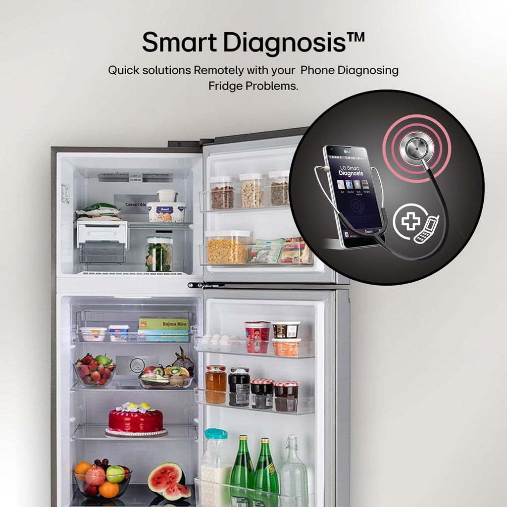 LG 322 L 3 Star Frost-Free Smart Inverter Double Door Refrigerator (GL-S342SDSX, Dazzle Steel, Convertible with Express Freeze)