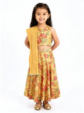 Utsa Kids Yellow Floral Ghagra, Choli and Dupatta Set - (2-8yrs)