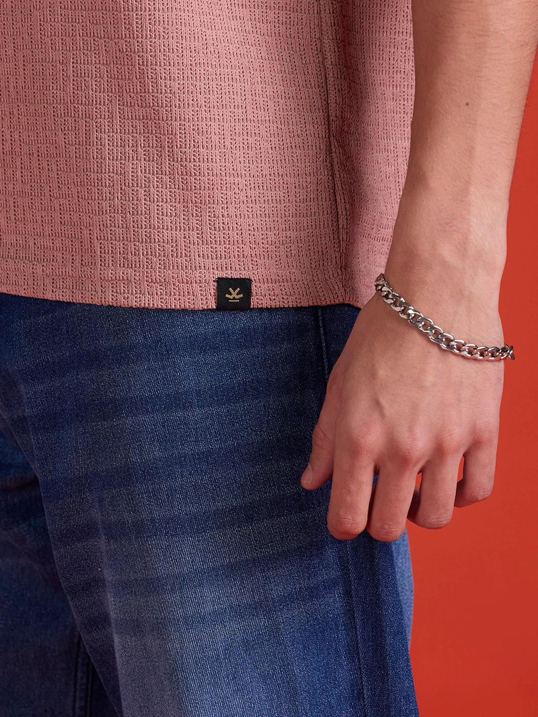 Men's Textured Oversized T-shirt  |  Peach