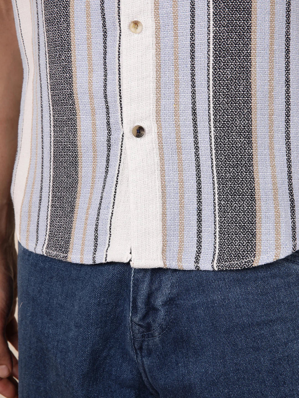 Textured Stripes Comfort Fit Shirt | Blue