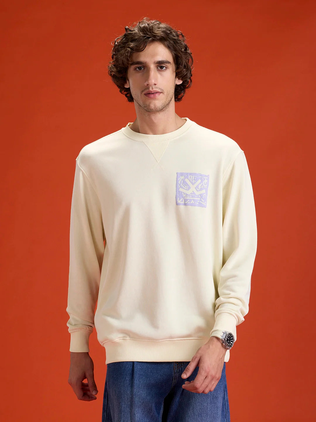 Looper Terry Comfort Fit T-Shirt With V-Insert Neck & Logo Branding | Yellow