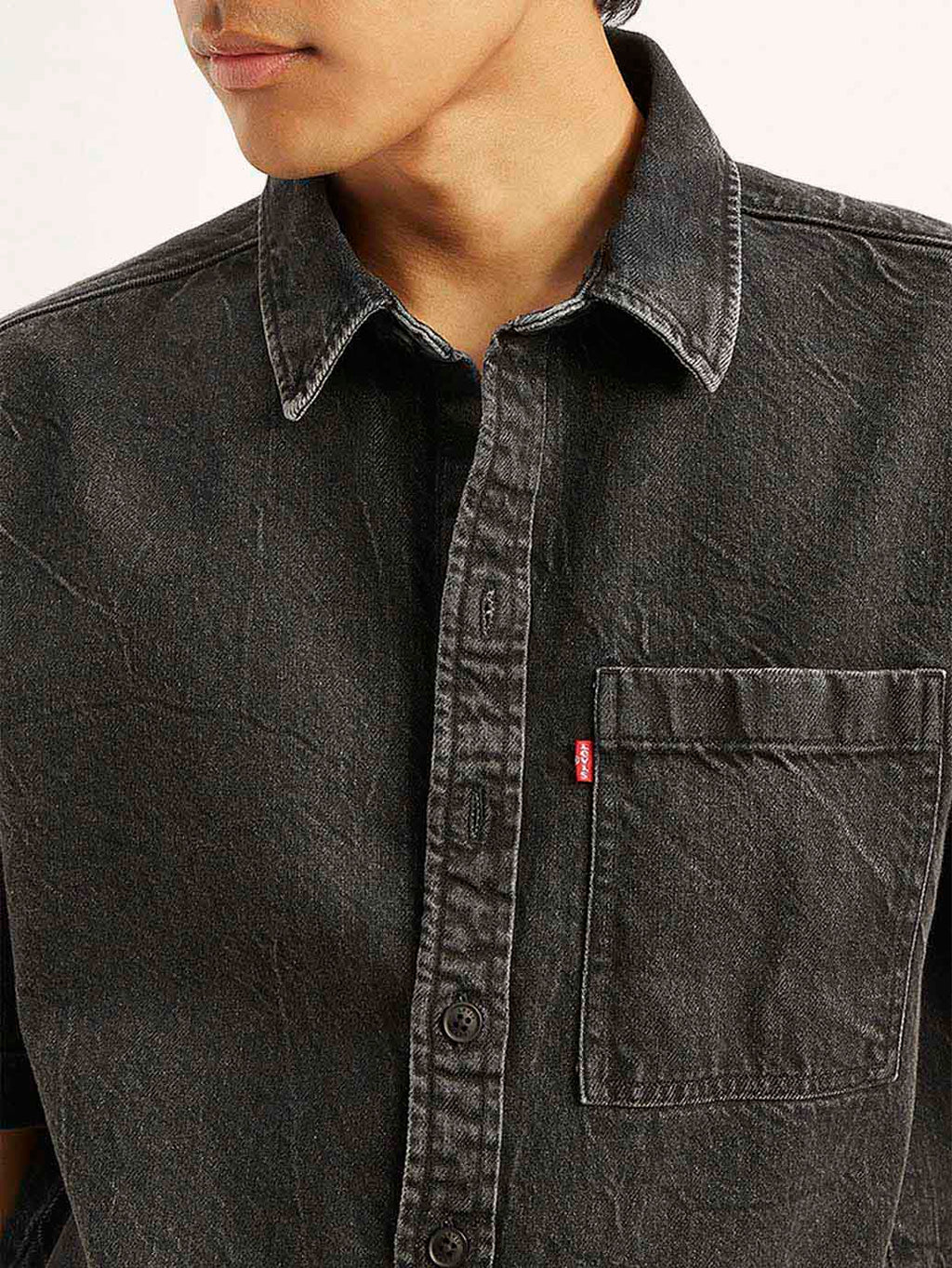 Men's Solid Relaxed Fit Denim Overshirt