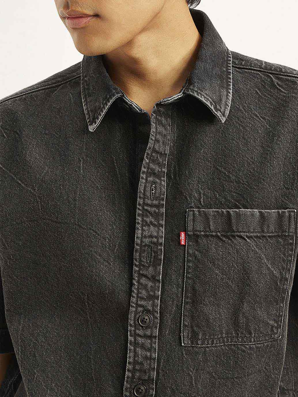 Men's Solid Relaxed Fit Denim Overshirt
