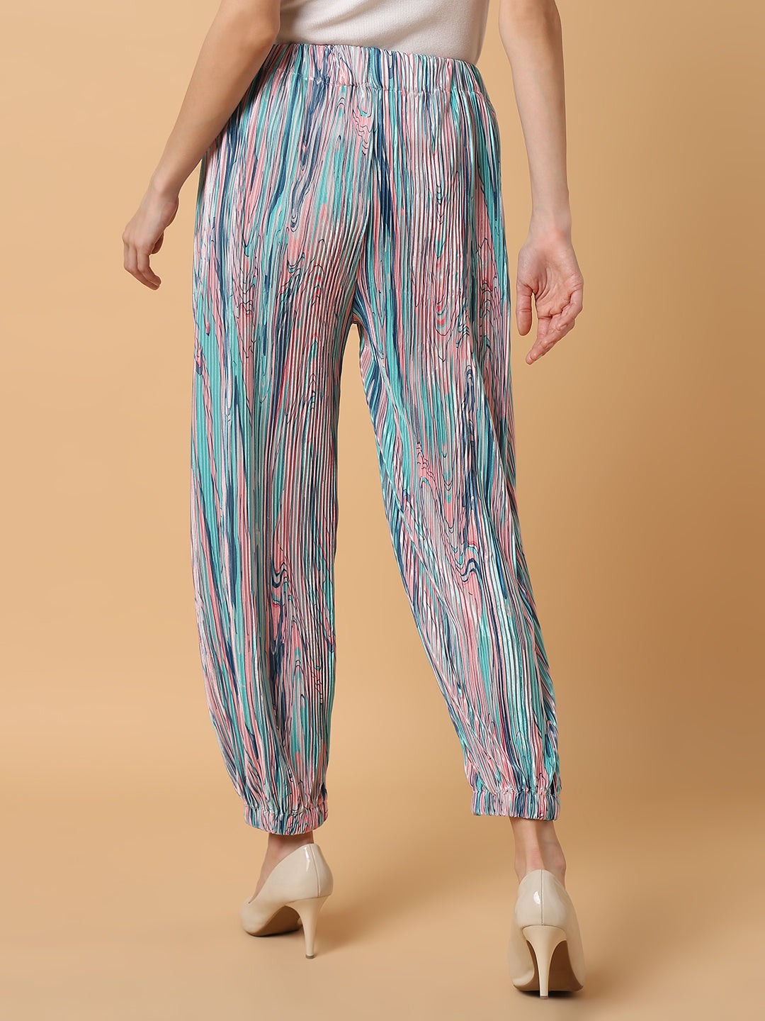 Women's Sea Green Comfort Slim Fit Trousers