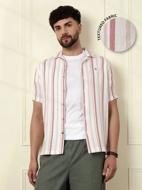 Casual Textured Short Sleeve Shirt | Pink