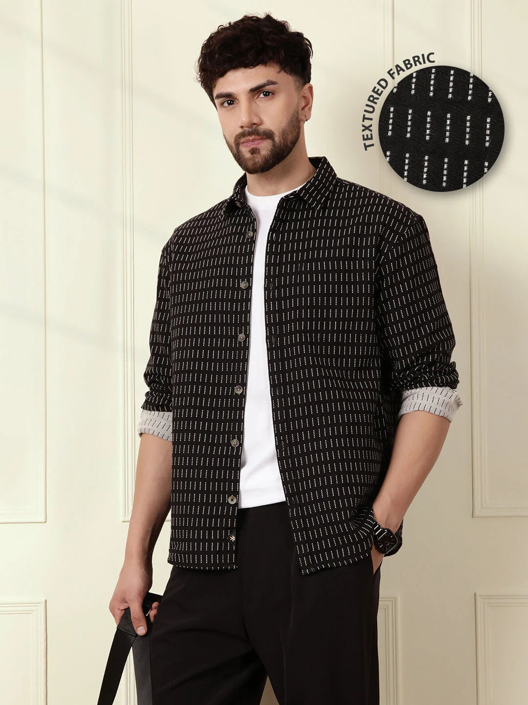 Casual Regular Fit Shacket | Black