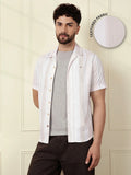 Printed Stripes Seersucker Shirt | Off White