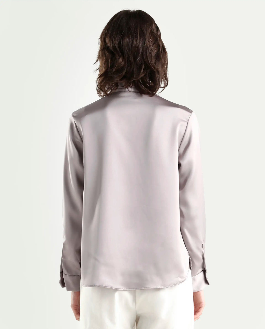 Rareism Women's Bingol Dusky Beige Polyester Mandarin Collar Plain Cuffed Sleeve Regular Fit Shirt