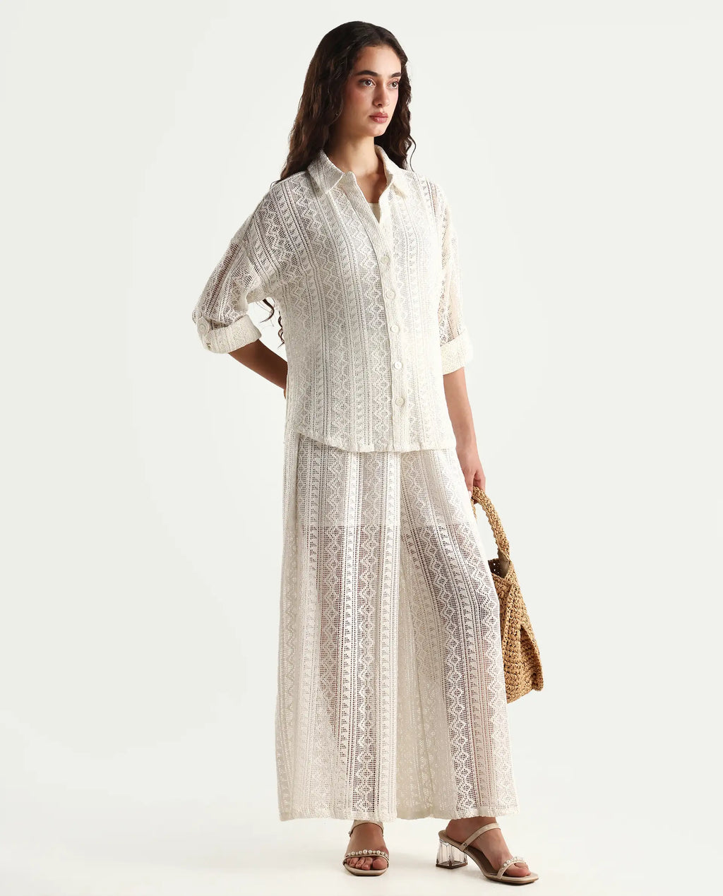 Rareism Women's Jancodam-T White Cotton Spread Collar Plain Cuffed Sleeve Relaxed Fit Shirt