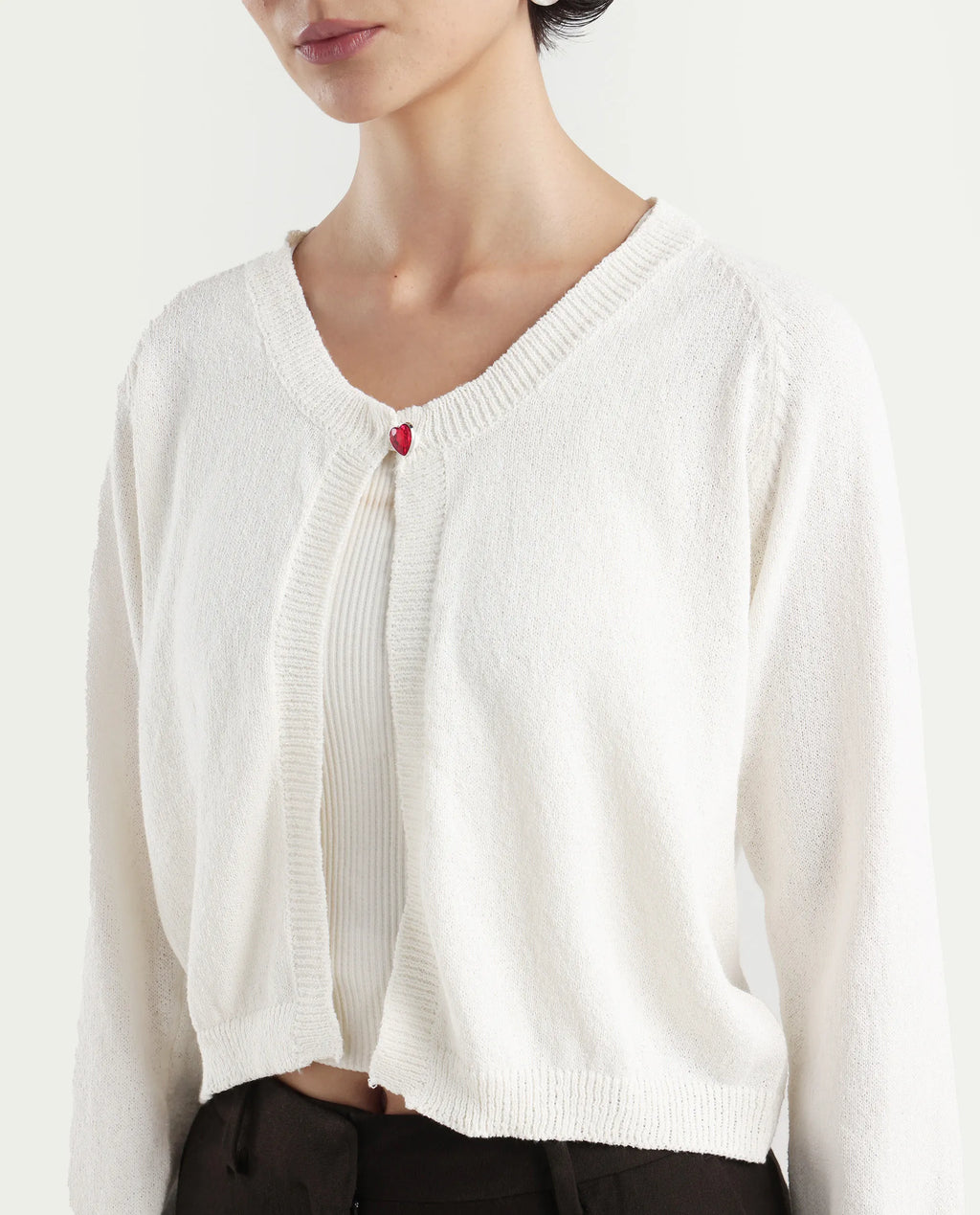 Rareism Women's Somres Beige Cotton Blend Round Neck Plain Raglan Sleeve Crop Regular Fit Shrug