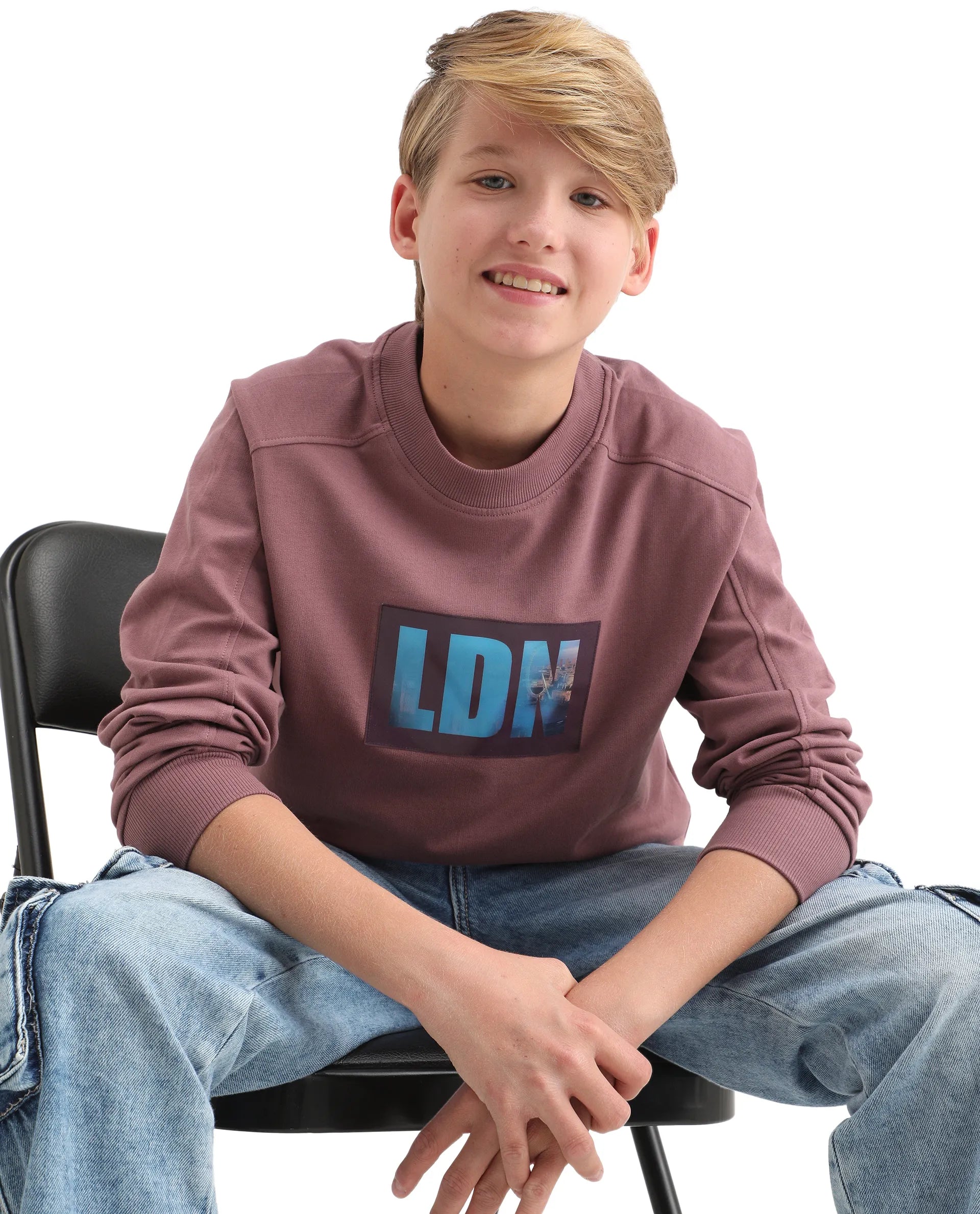 Rare Ones Kids Zayn Dusky Pink Cotton Pull On Crew Neck Full Sleeves Fit Sweatshirt