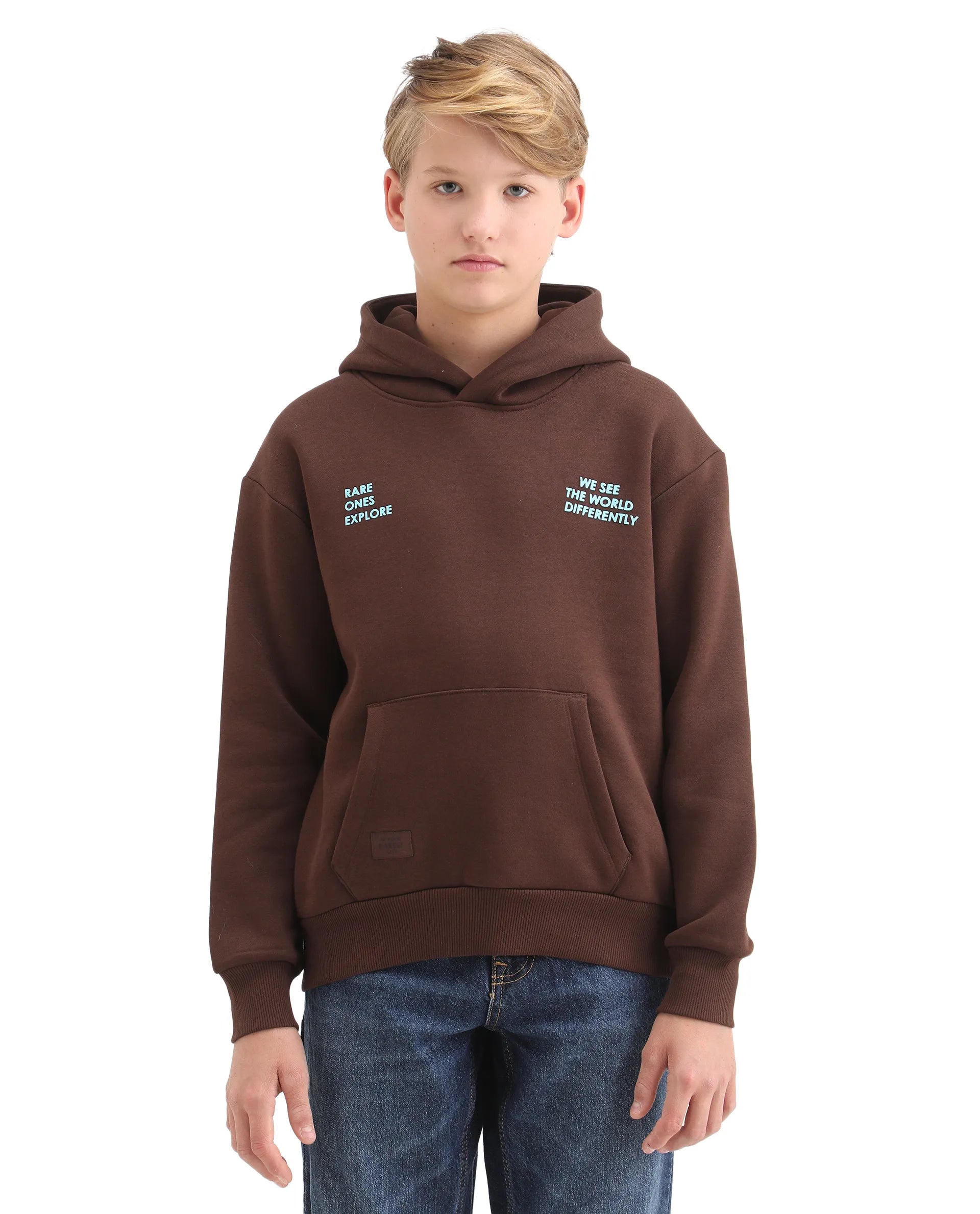 Rare Ones Kids Tito Dark Brown Cotton Blend Pull-On Closure Hd Print Full Sleeves Oversized Sweatshirt