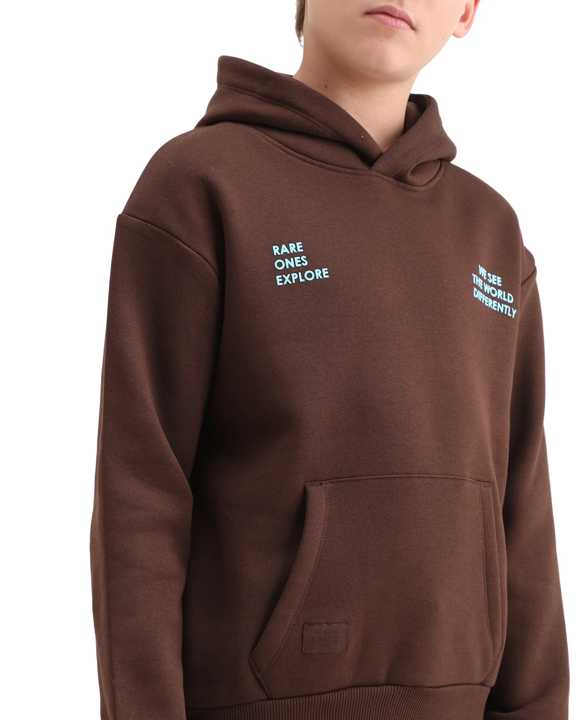 Rare Ones Kids Tito Dark Brown Cotton Blend Pull-On Closure Hd Print Full Sleeves Oversized Sweatshirt