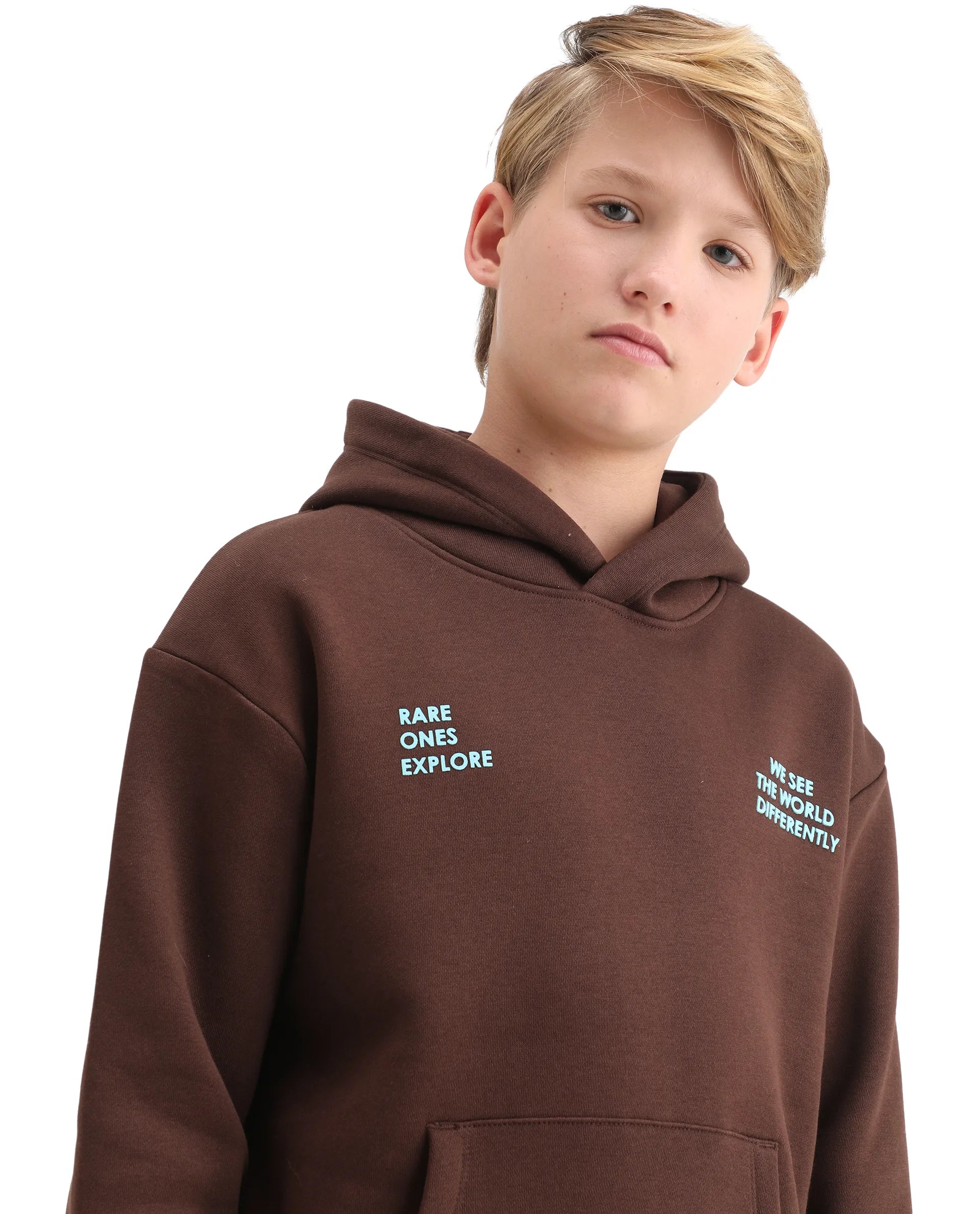 Rare Ones Kids Tito Dark Brown Cotton Blend Pull-On Closure Hd Print Full Sleeves Oversized Sweatshirt