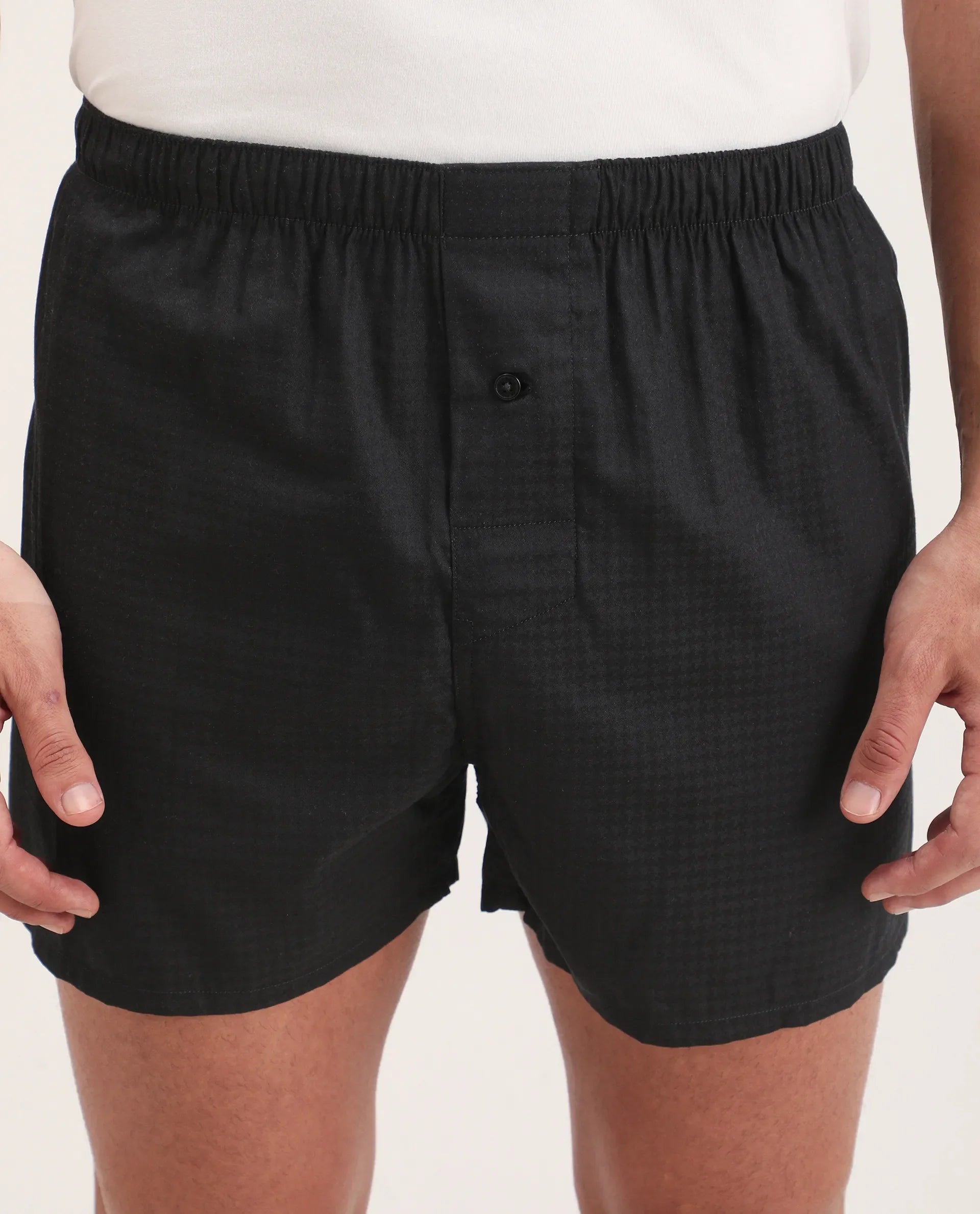 Rare Rabbit Men's Kiva Black Lyocell Regular Fit Checks Boxer