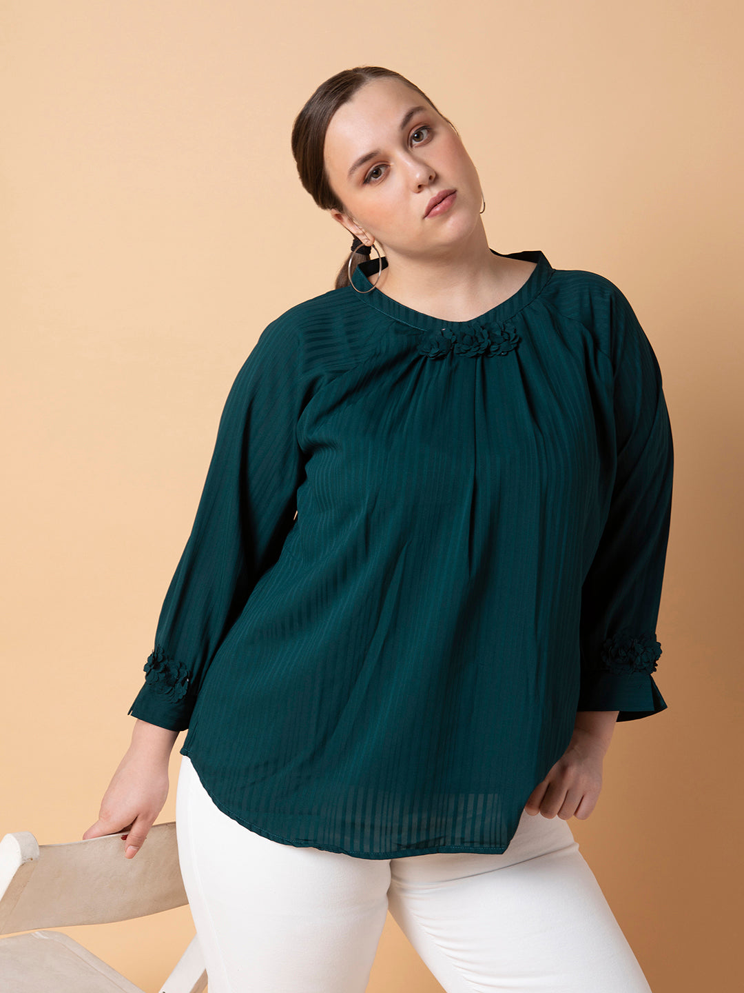 Women's Green Georgette Top