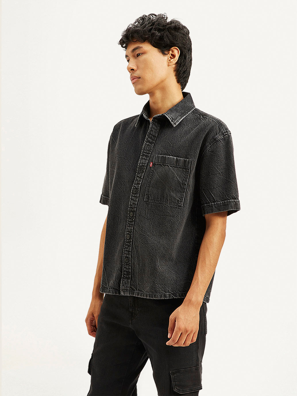 Men's Solid Relaxed Fit Denim Overshirt