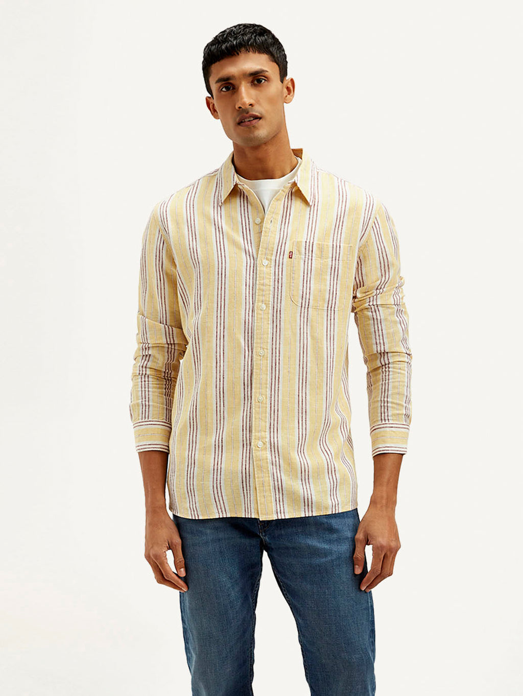 Men's Striped Slim Fit Linen Shirt