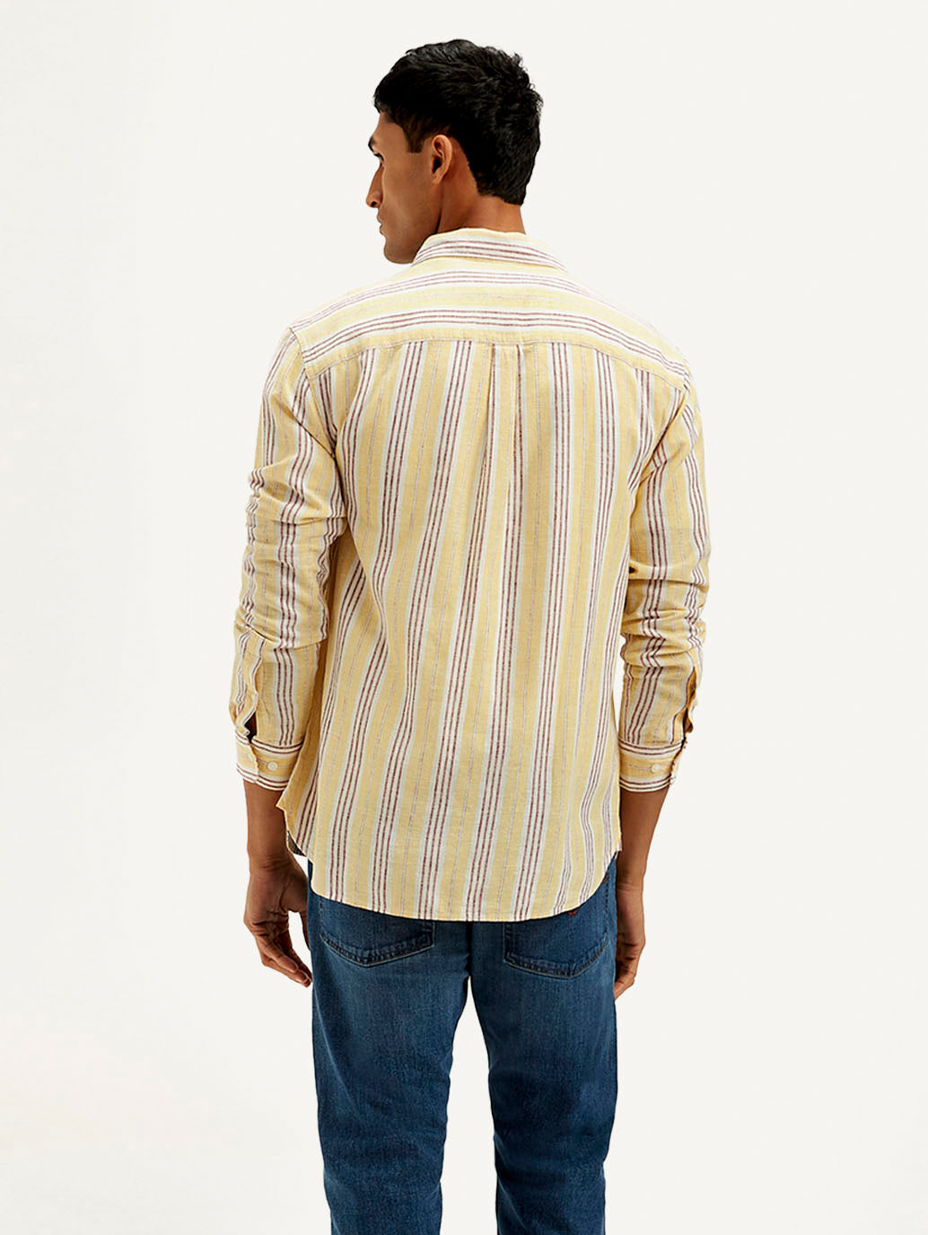 Men's Striped Slim Fit Linen Shirt