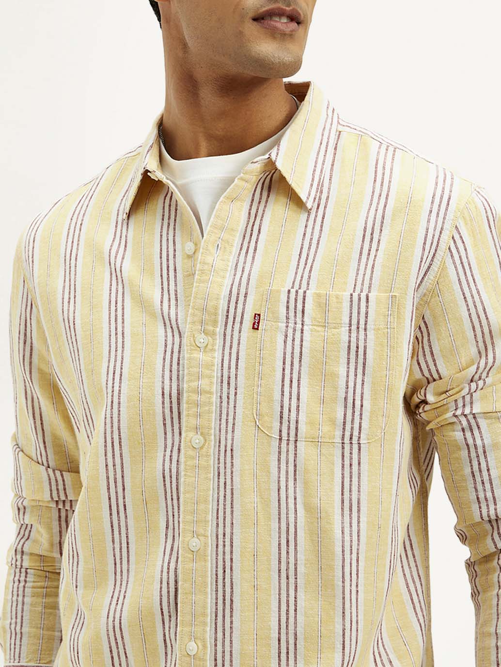 Men's Striped Slim Fit Linen Shirt