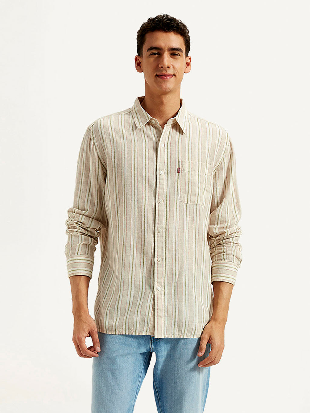 Men's Striped Slim Fit Linen Shirt
