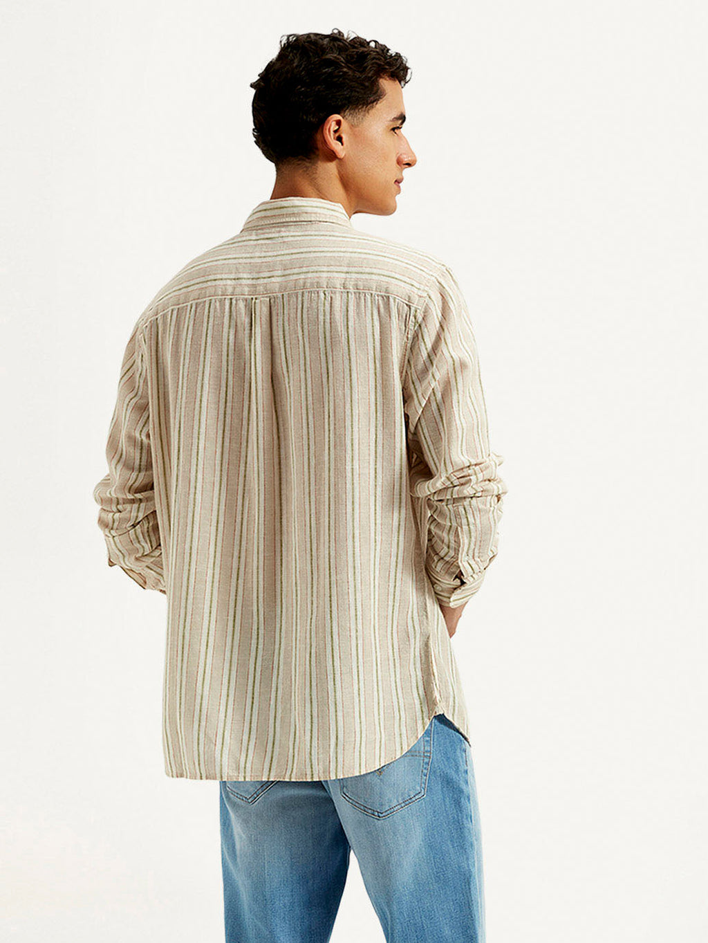 Men's Striped Slim Fit Linen Shirt