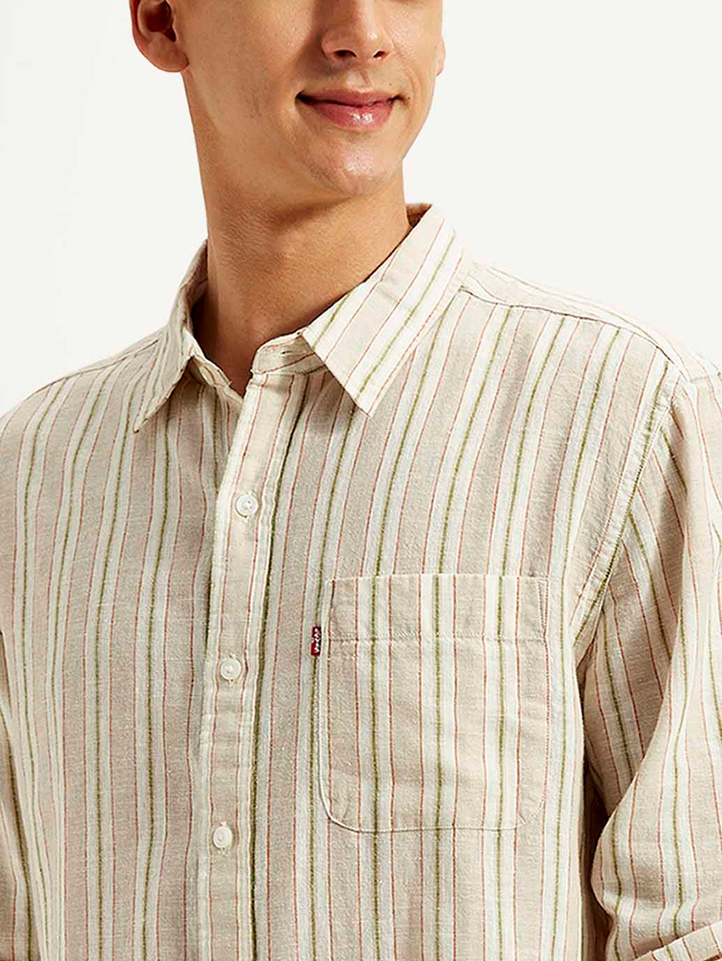 Men's Striped Slim Fit Linen Shirt