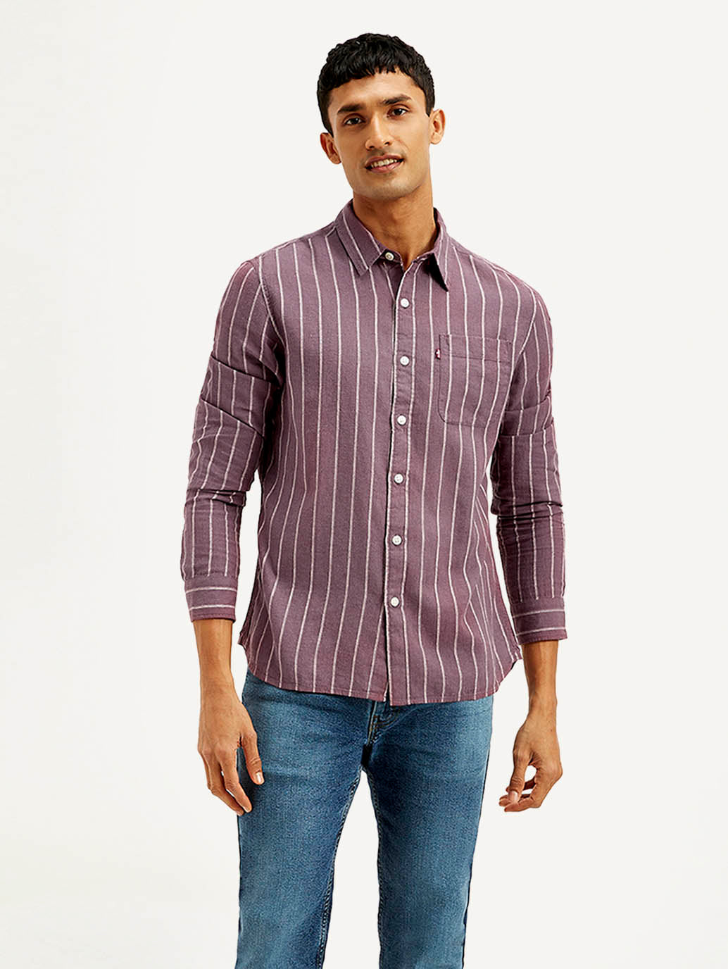 Men's Striped Slim Fit Linen Shirt
