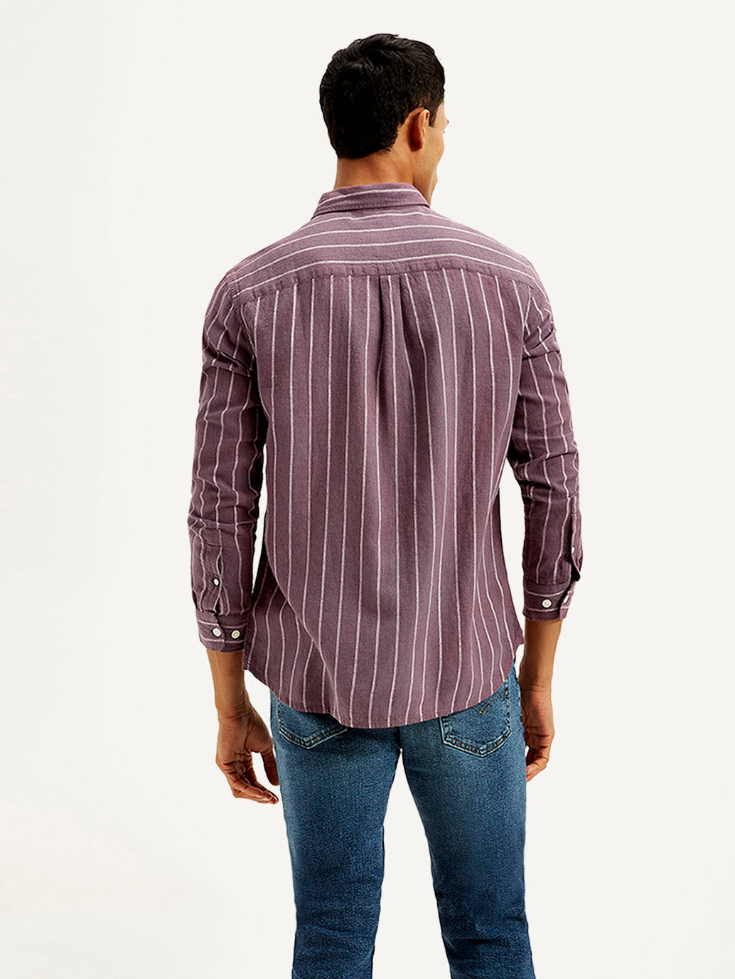 Men's Striped Slim Fit Linen Shirt