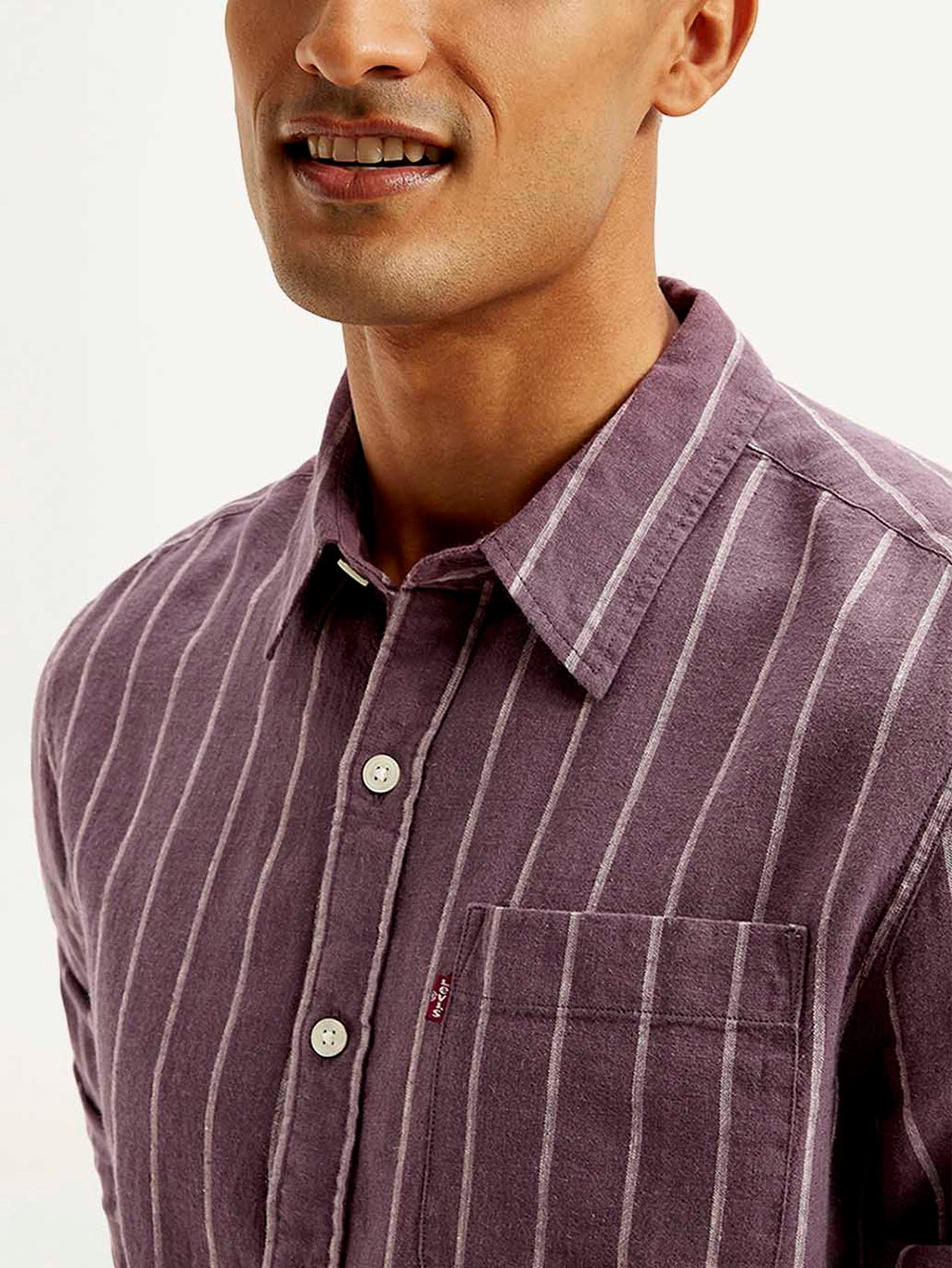 Men's Striped Slim Fit Linen Shirt