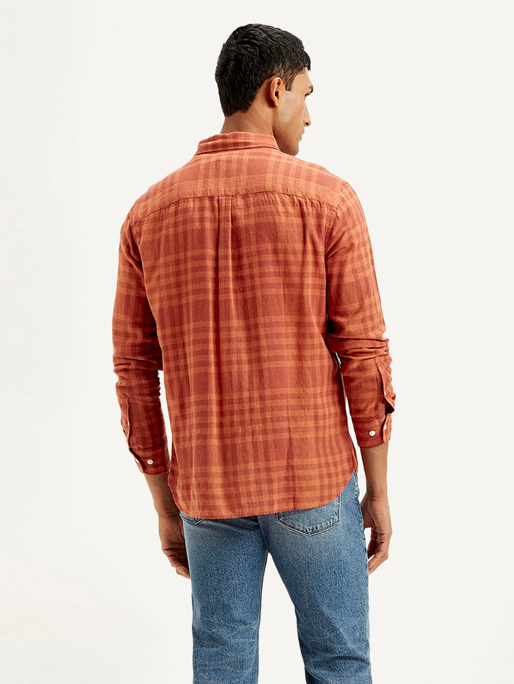 Men's Checkered Slim Fit Linen Shirt