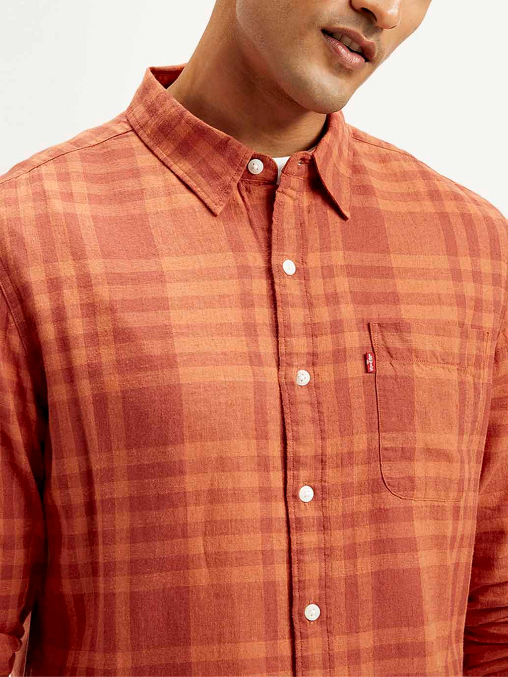 Men's Checkered Slim Fit Linen Shirt