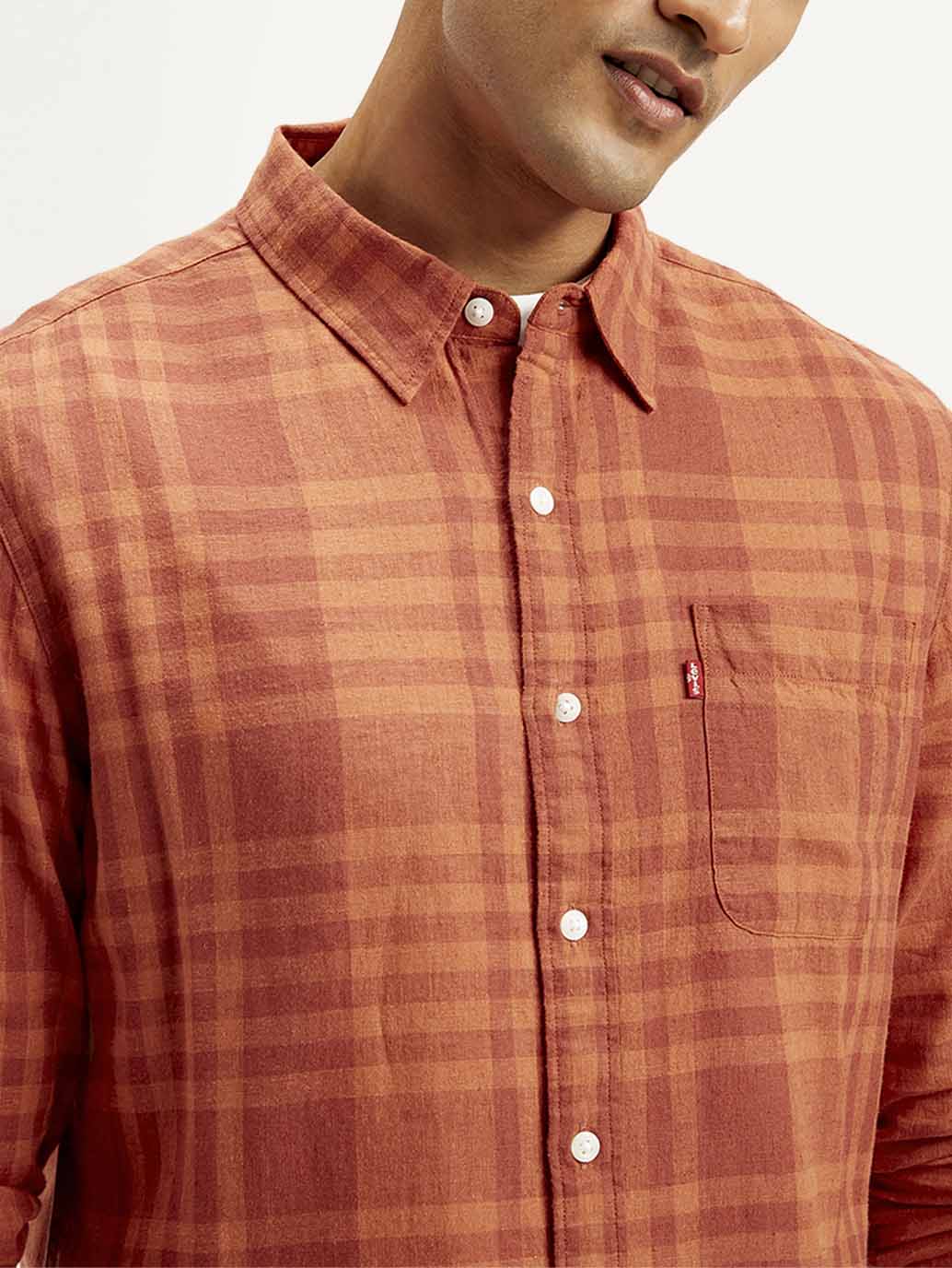 Men's Checkered Slim Fit Linen Shirt