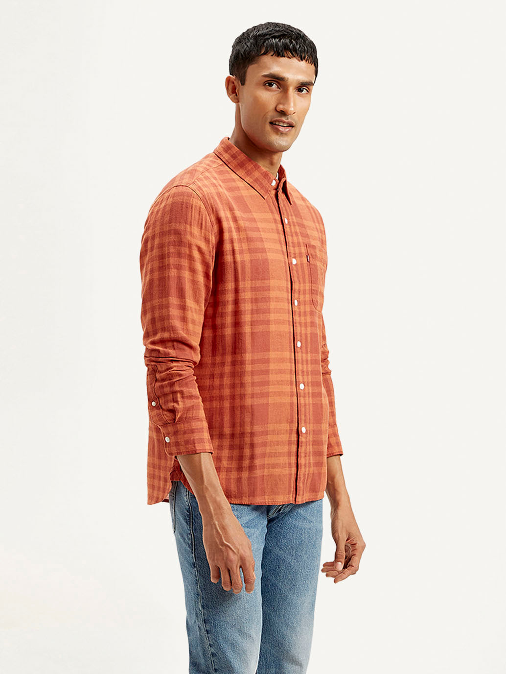 Men's Checkered Slim Fit Linen Shirt