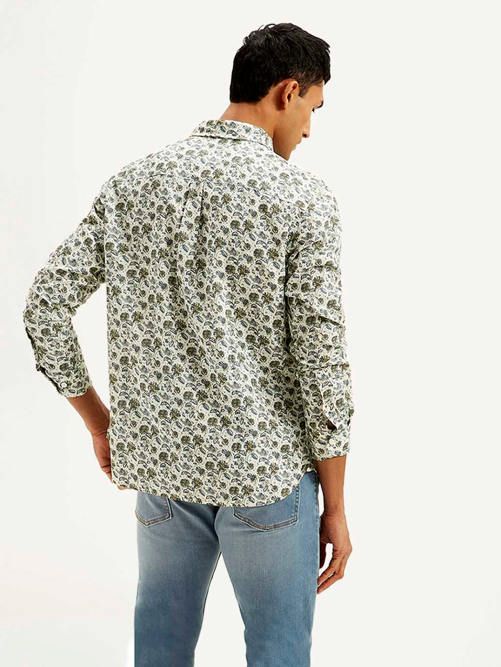 Men's Floral Slim Fit Linen Shirt