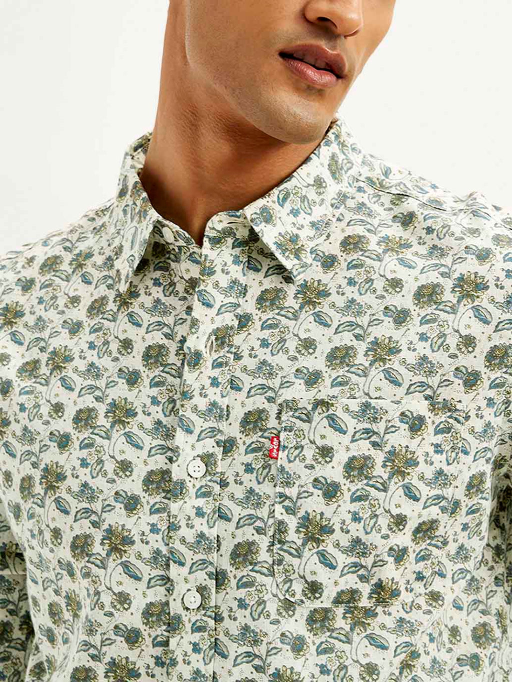 Men's Floral Slim Fit Linen Shirt