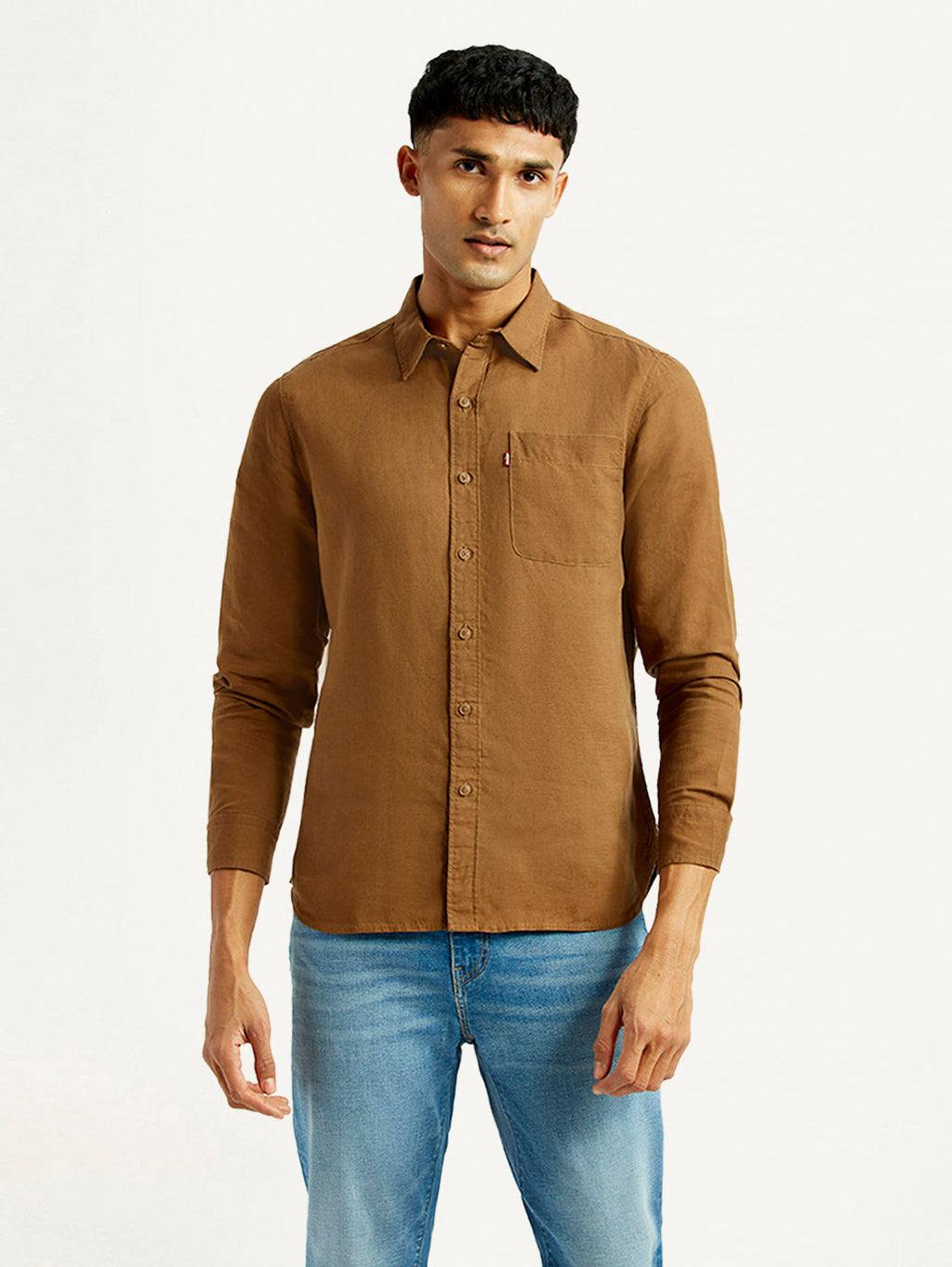Men's Solid Slim Fit Linen Shirt