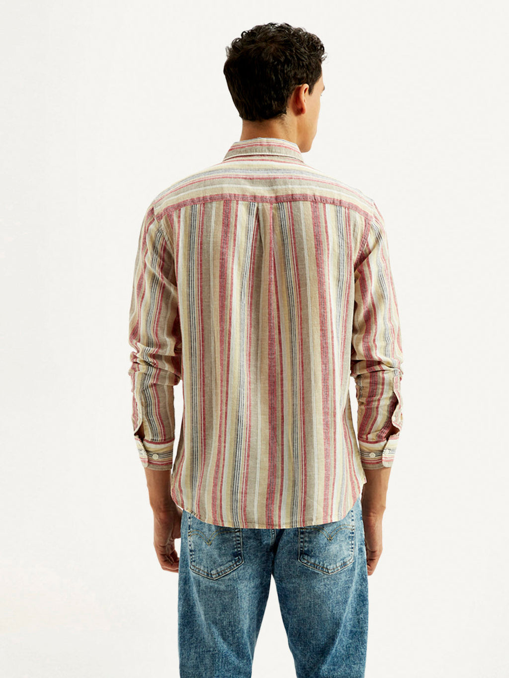 Men's Striped Slim Fit Linen Shirt